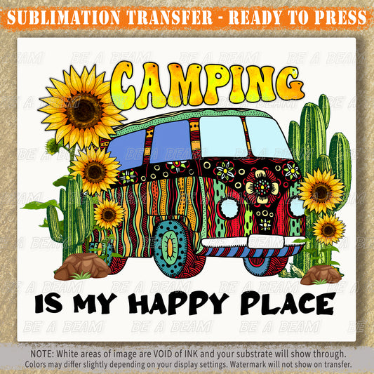 Camping Is Happy Place Sublimation Transfer